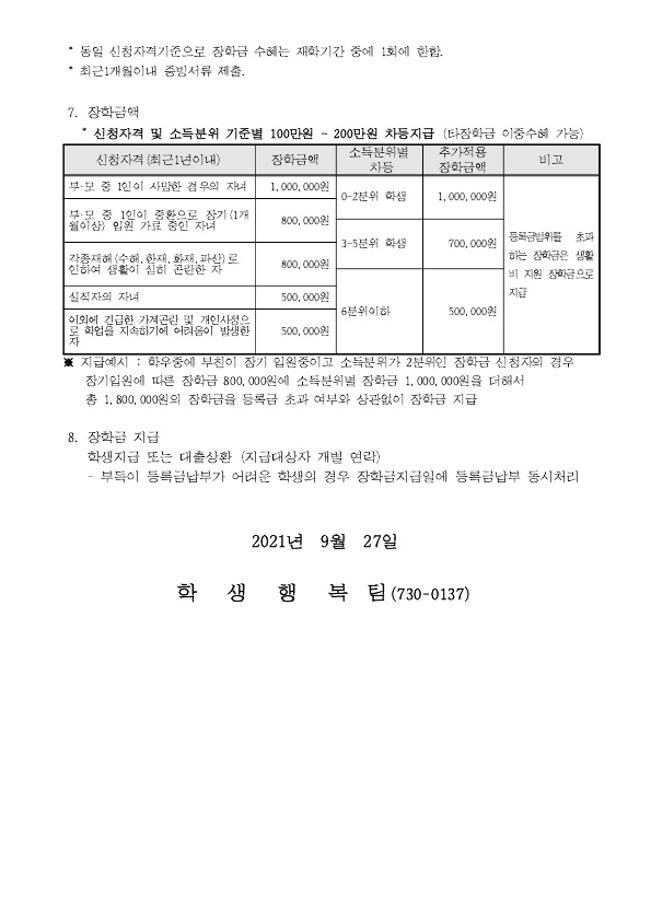 2021-2학기 상지119 장학금 신청 안내 3