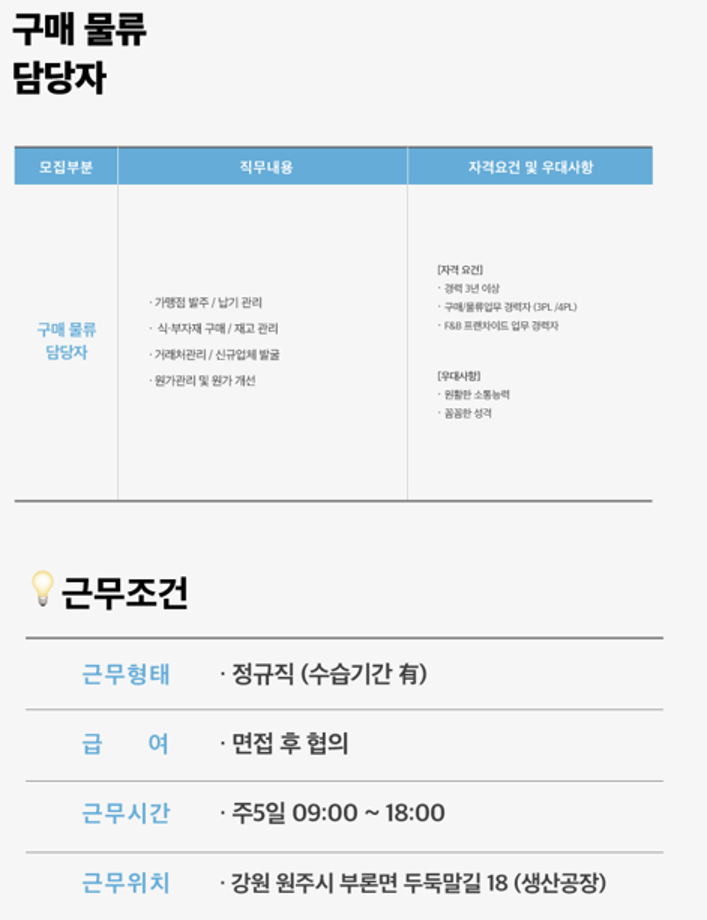 (주) 로로에프앤비 채용 공고 안내 8